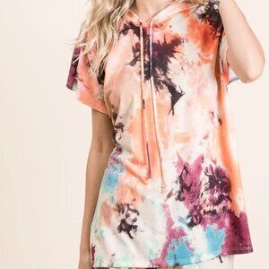 BiBi Tie Dye Terry Hoodie With Drawstring